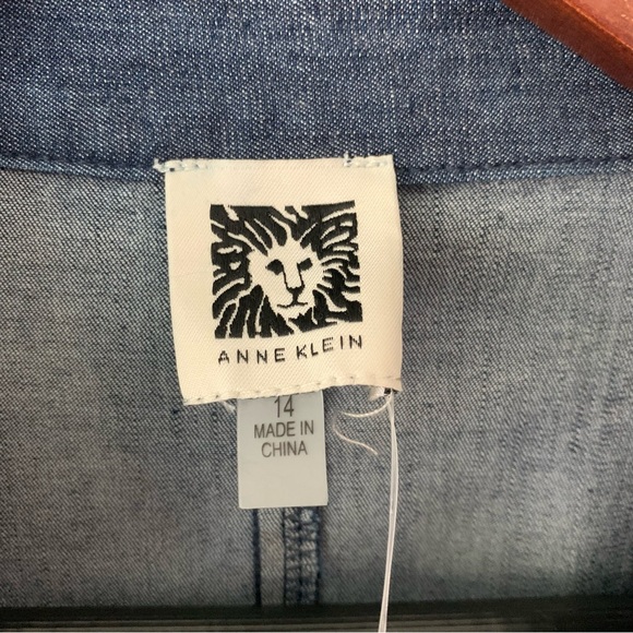 NEW Anne Klein Diana Sleeveless Collared Denim Button Up Shirt Dress Size 14 - Picture 10 of 15